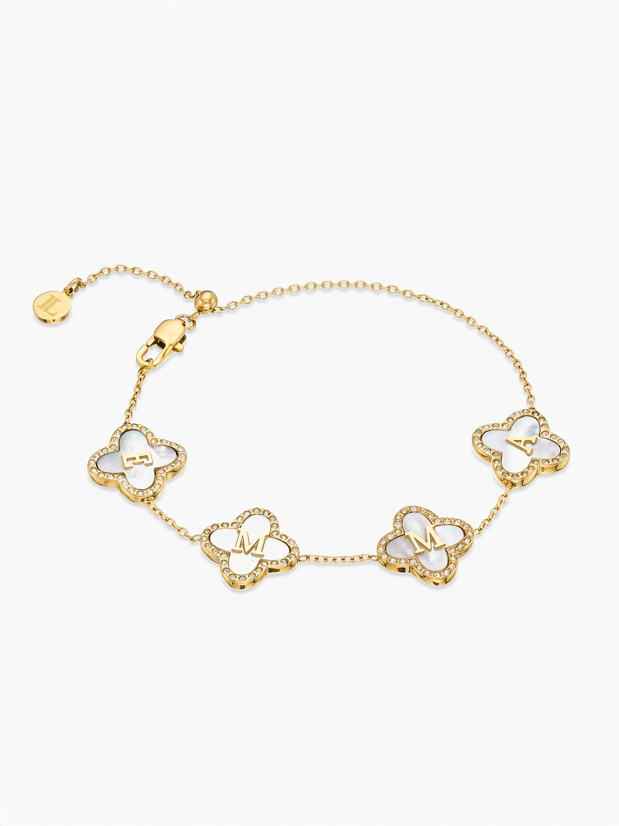 Custom Name Pavé Clover Bracelet