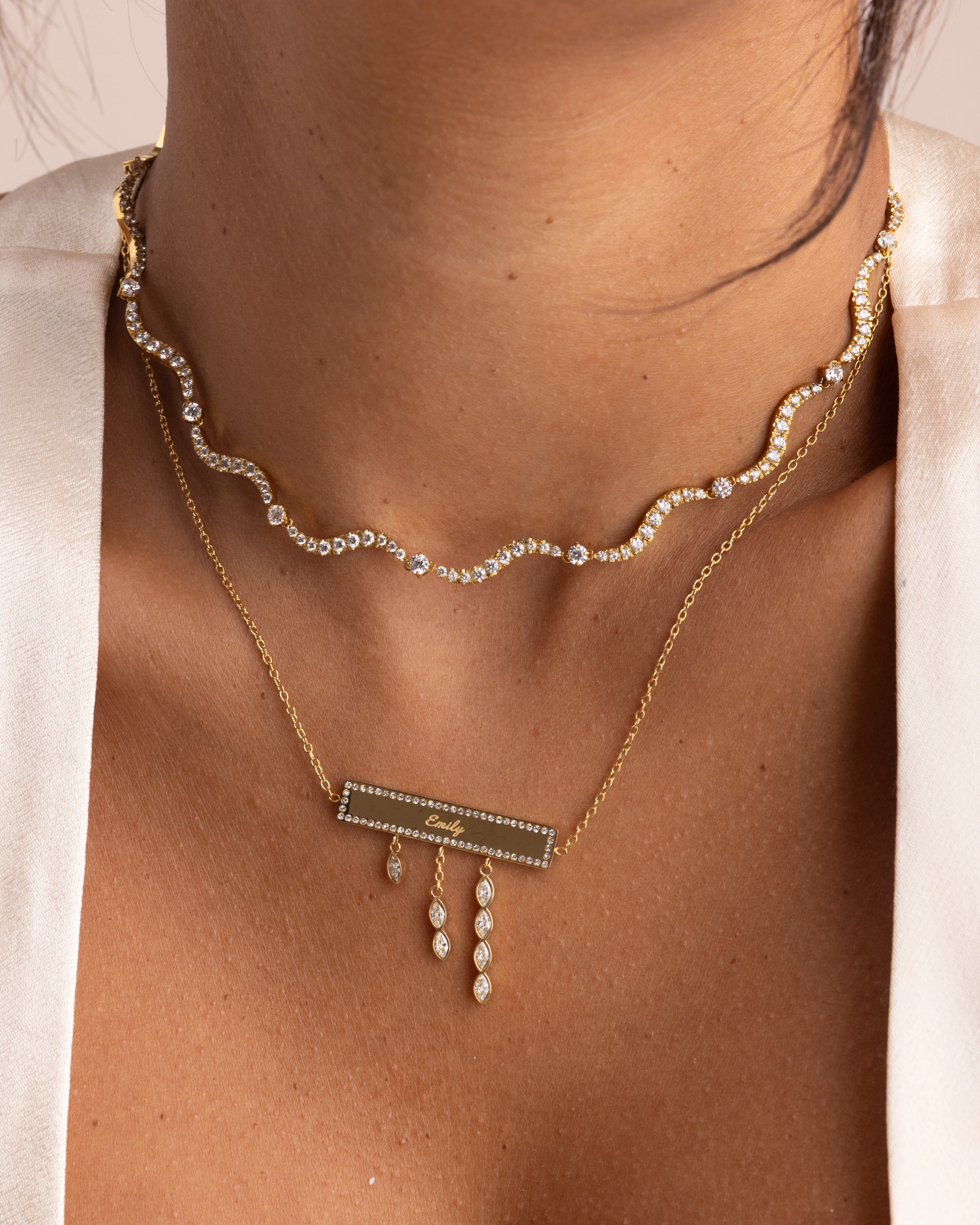 Pavé Name Plate Drop Necklace - Image 3